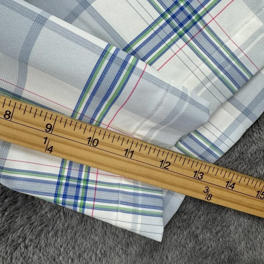 Nike Golf Shorts Mens 40‎ White Blue Plaid Dri-Fit Flat Front 418576-100